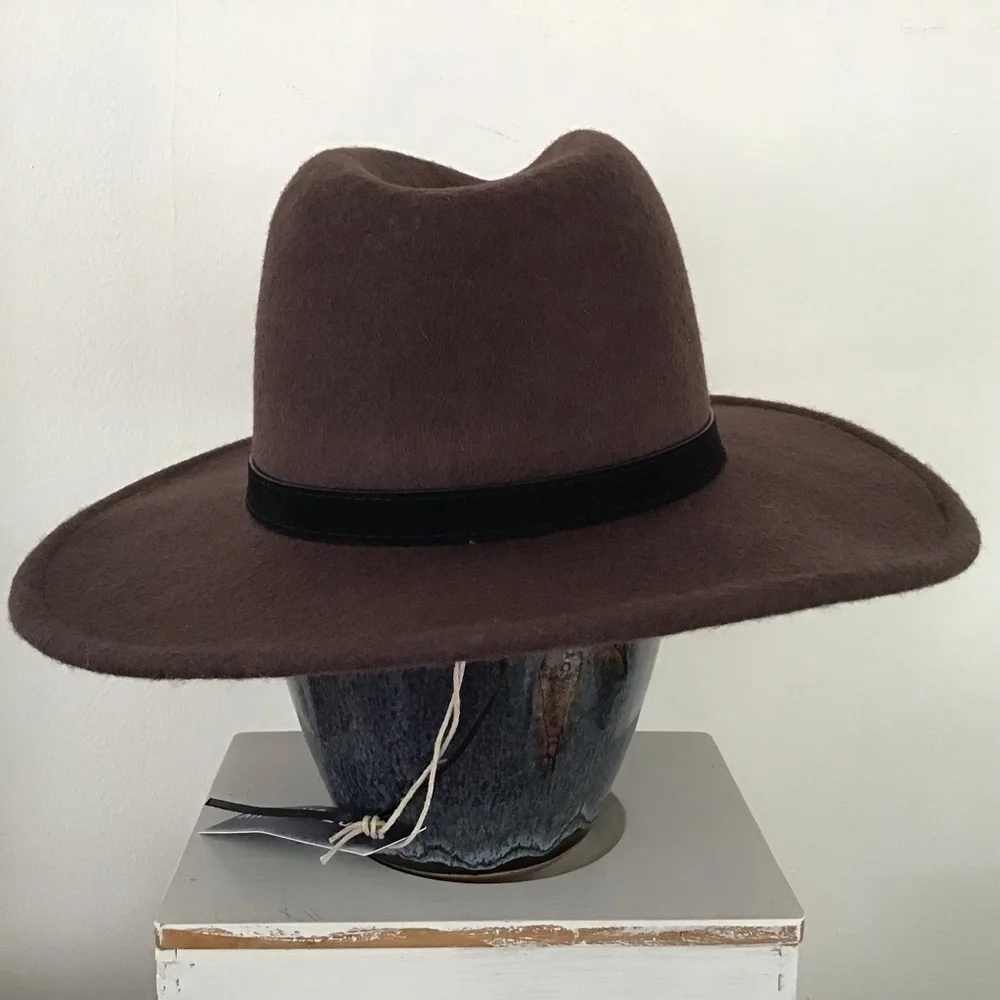 Artisan NY chocolate brown wool cowboy/ outback hat. NWT one size. 3” br…